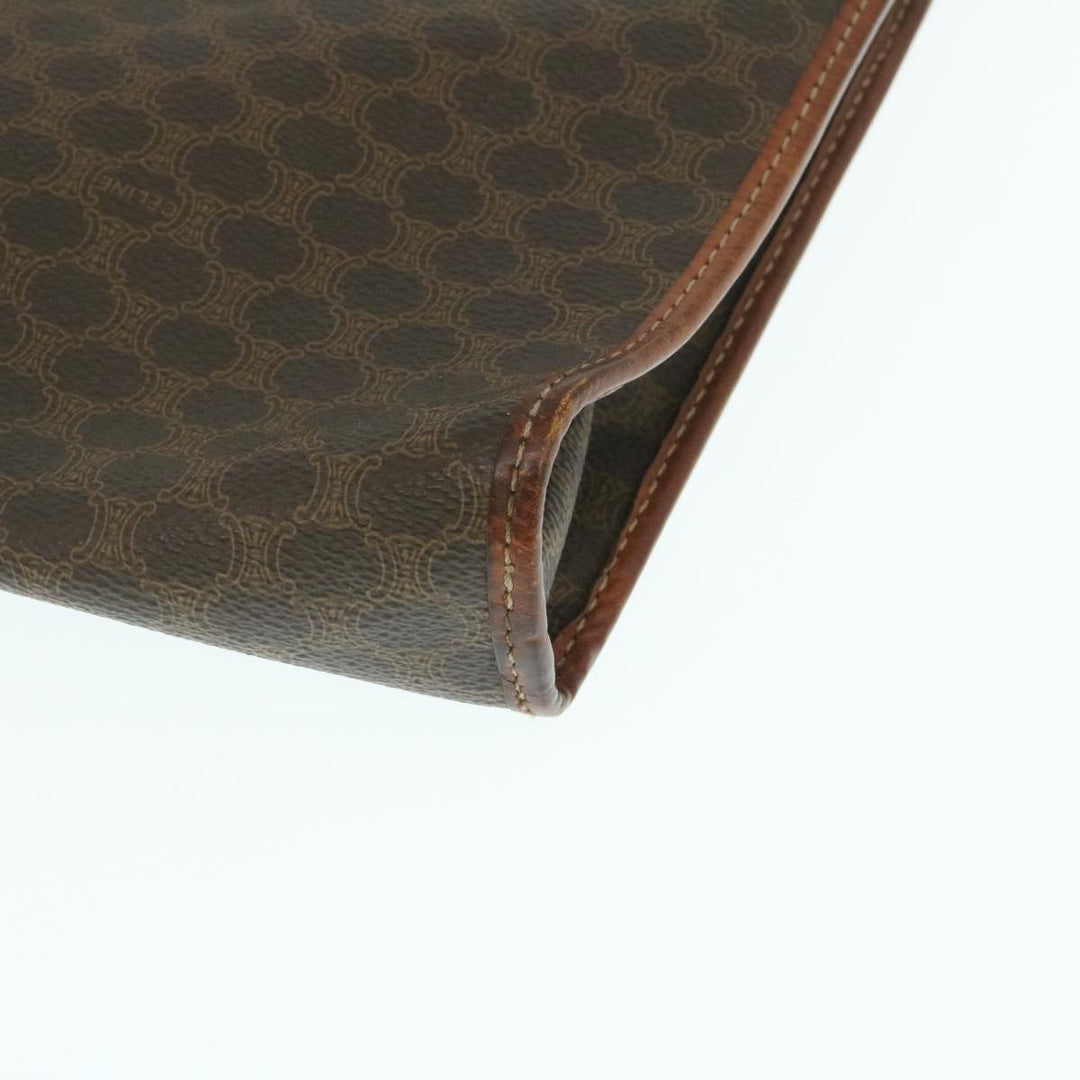 Celine Macadam Canvas Clutch Bag PVC Leather Brown  29196