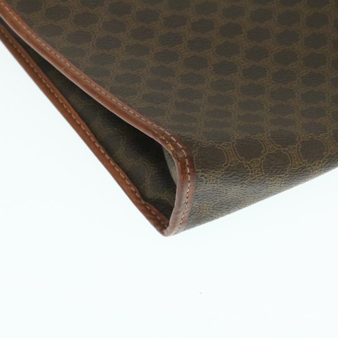 Celine Macadam Canvas Clutch Bag PVC Leather Brown  29196