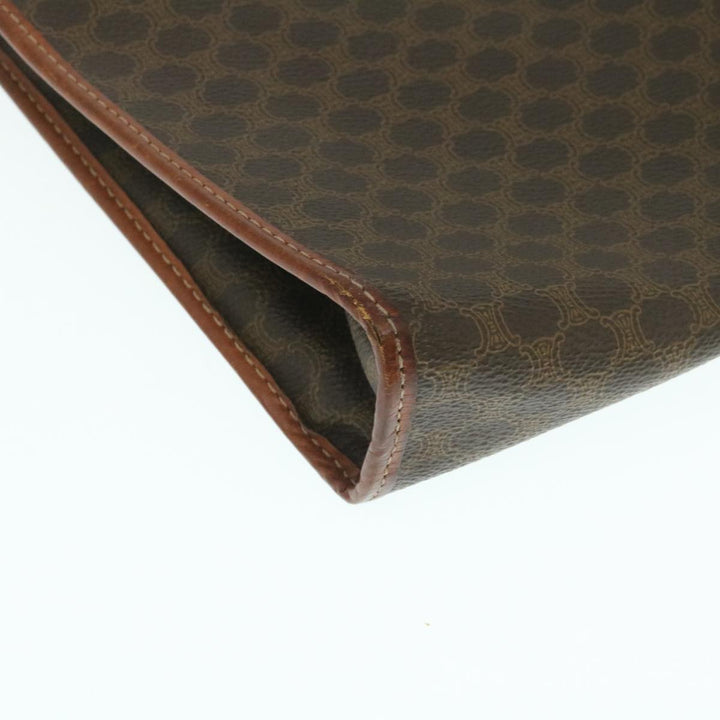 Celine Macadam Canvas Clutch Bag PVC Leather Brown  29196