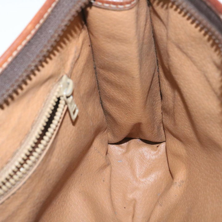 Celine Macadam Canvas Clutch Bag PVC Leather Brown  29196