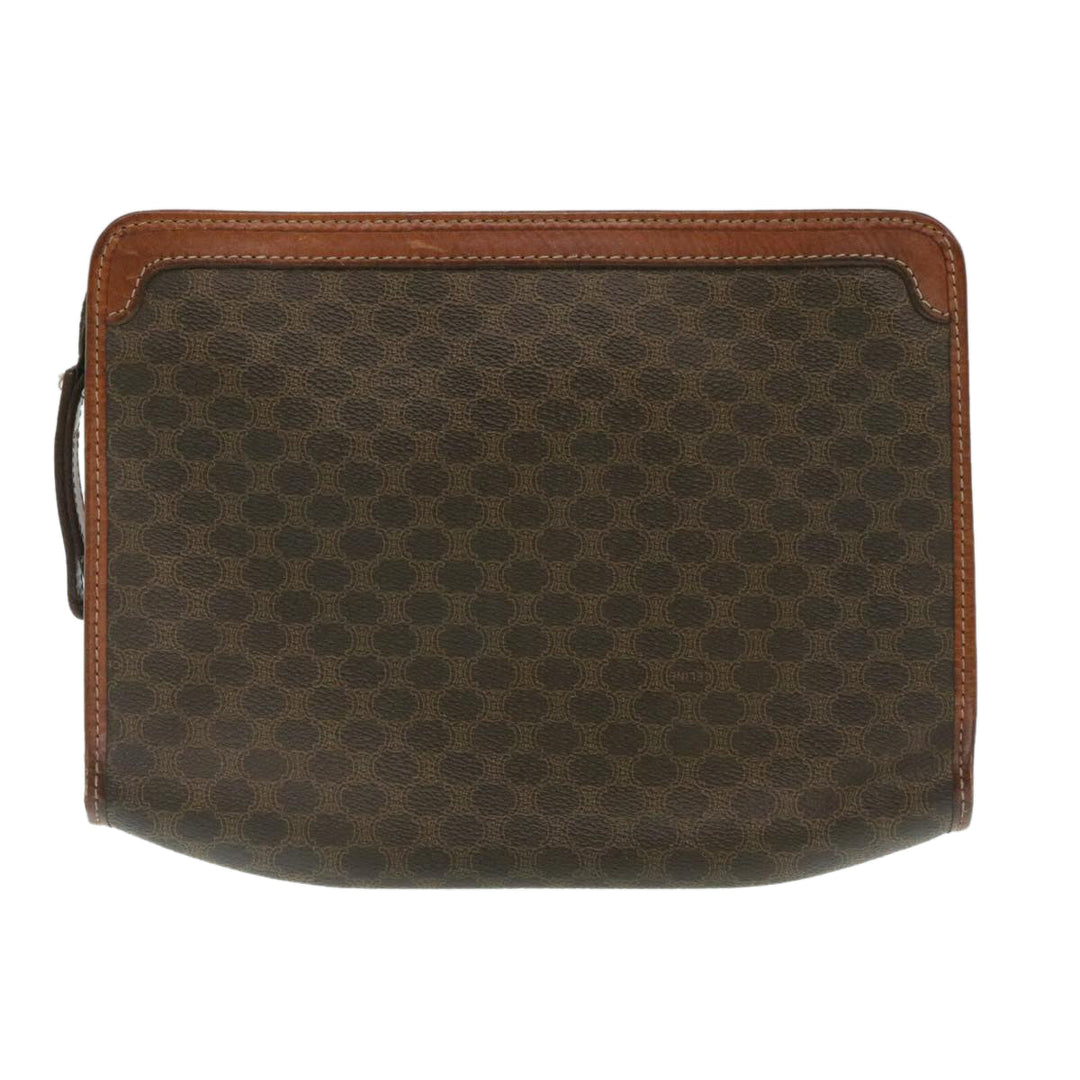 Celine Macadam Canvas Clutch Bag PVC Leather Brown  29196