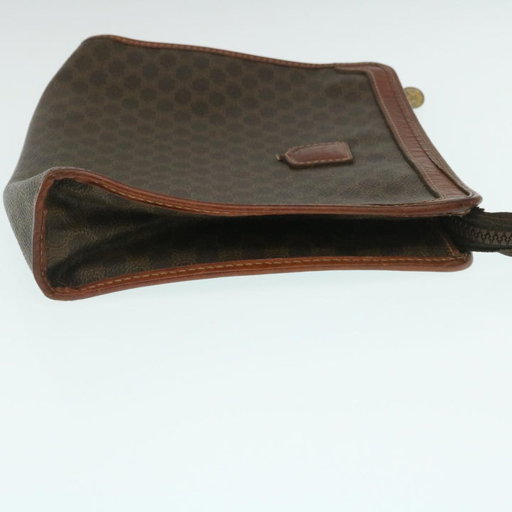 Celine Macadam Canvas Clutch Bag PVC Leather Brown  29196
