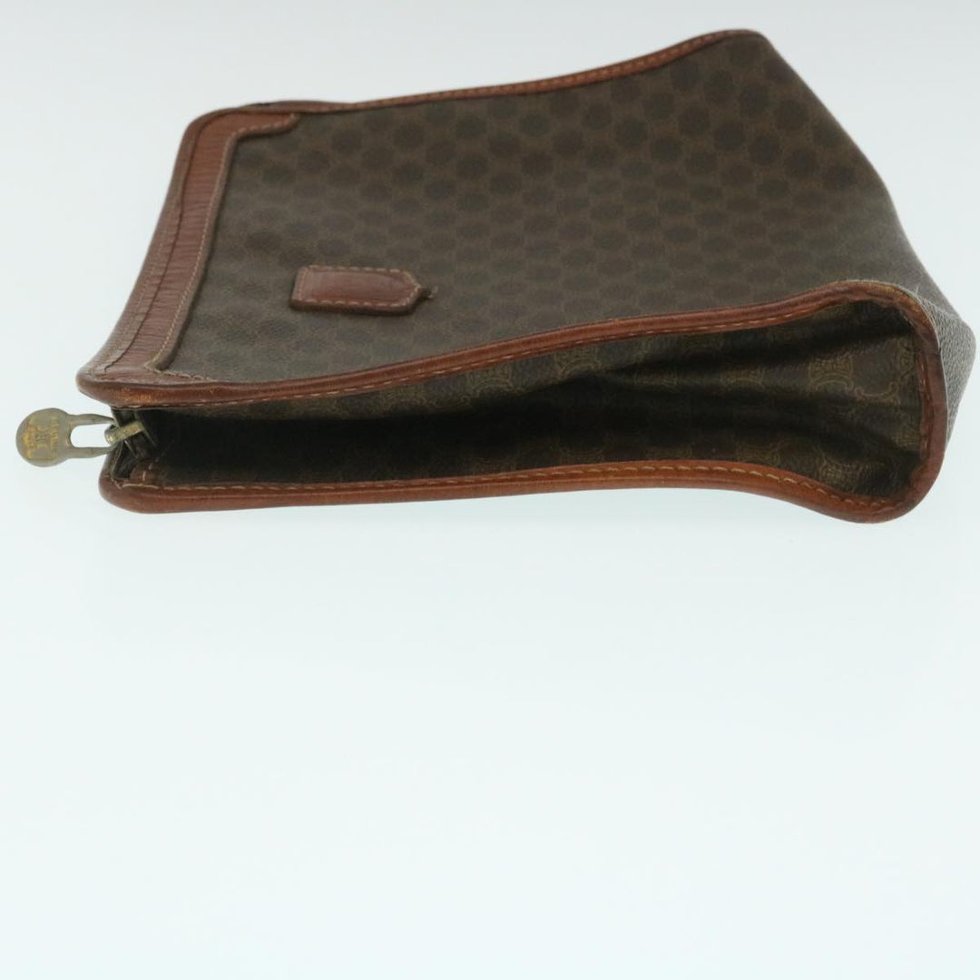 Celine Macadam Canvas Clutch Bag PVC Leather Brown  29196
