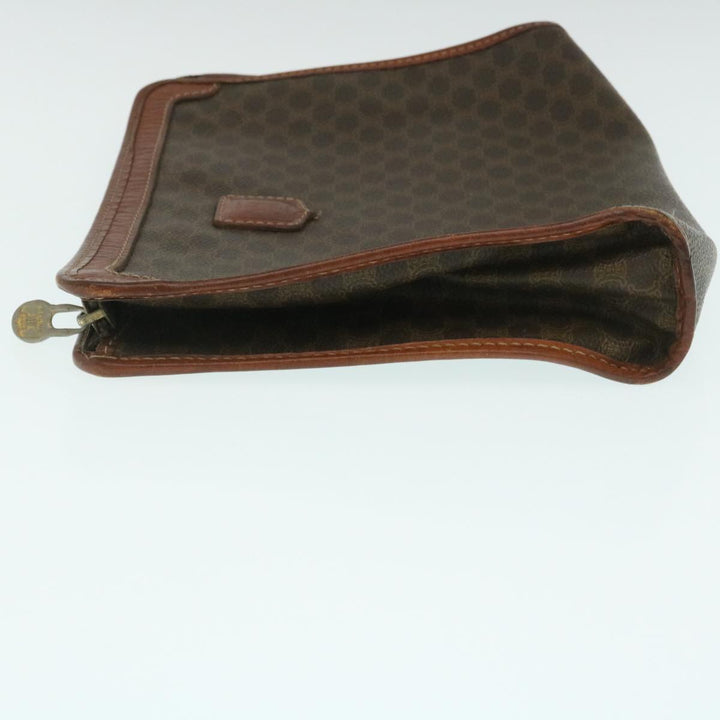 Celine Macadam Canvas Clutch Bag PVC Leather Brown  29196