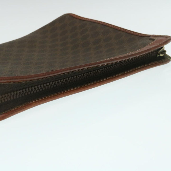 Celine Macadam Canvas Clutch Bag PVC Leather Brown  29196