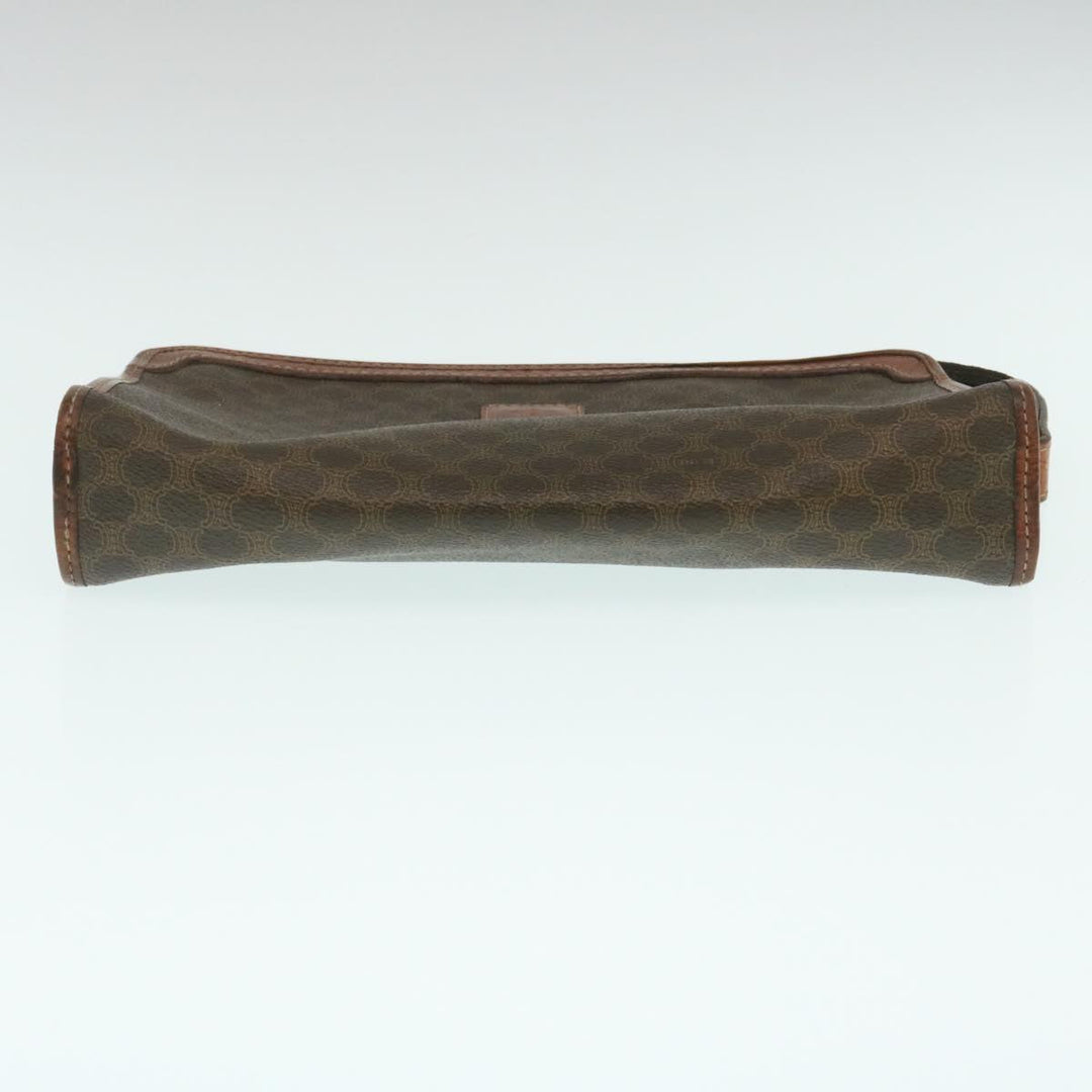 Celine Macadam Canvas Clutch Bag PVC Leather Brown  29196