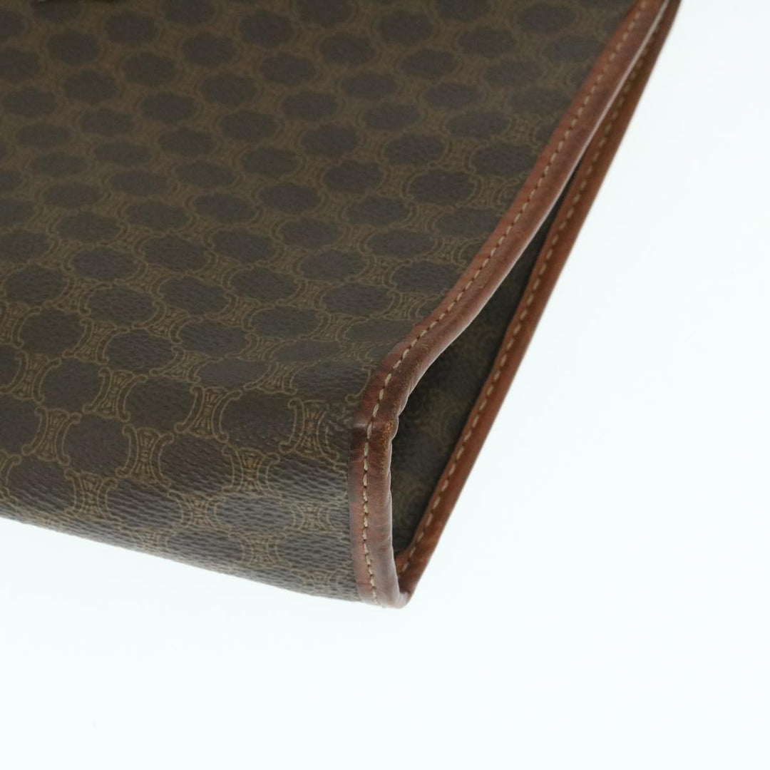 Celine Macadam Canvas Clutch Bag PVC Leather Brown  29196