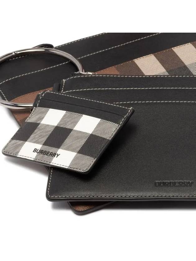 Burberry Check Triple Leather Clutch Bag Brown