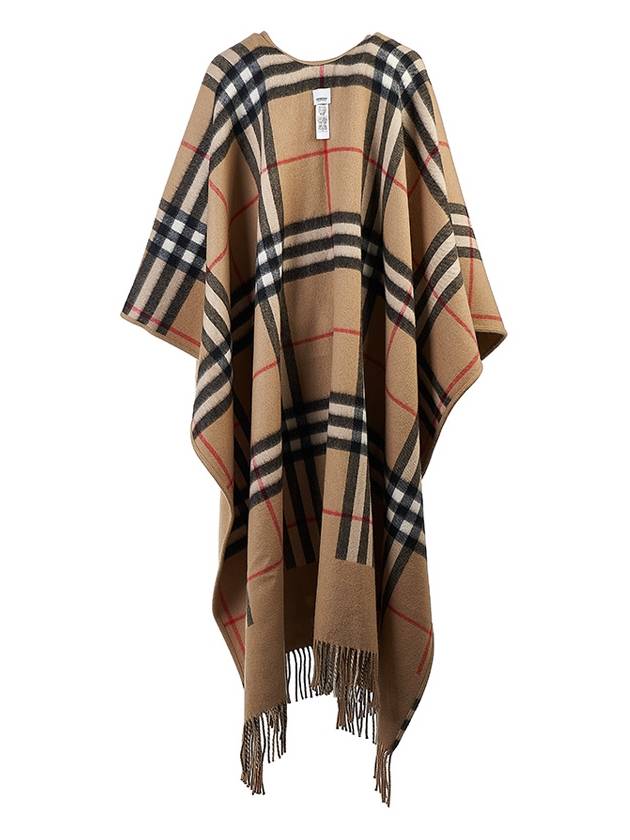 Burberry Reversible Check Wool Cashmere Cape Beige
