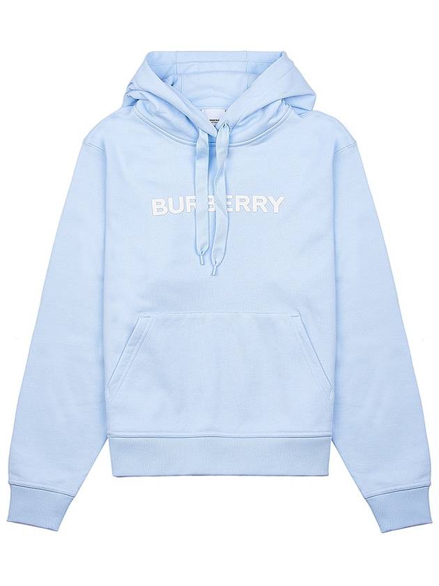 Burberry Logo Print Cotton Hoodie Light Blue