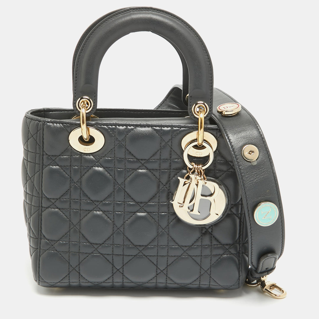 Top quality Dior Dark Grey Cannage Leather Small Lady My ABCBag