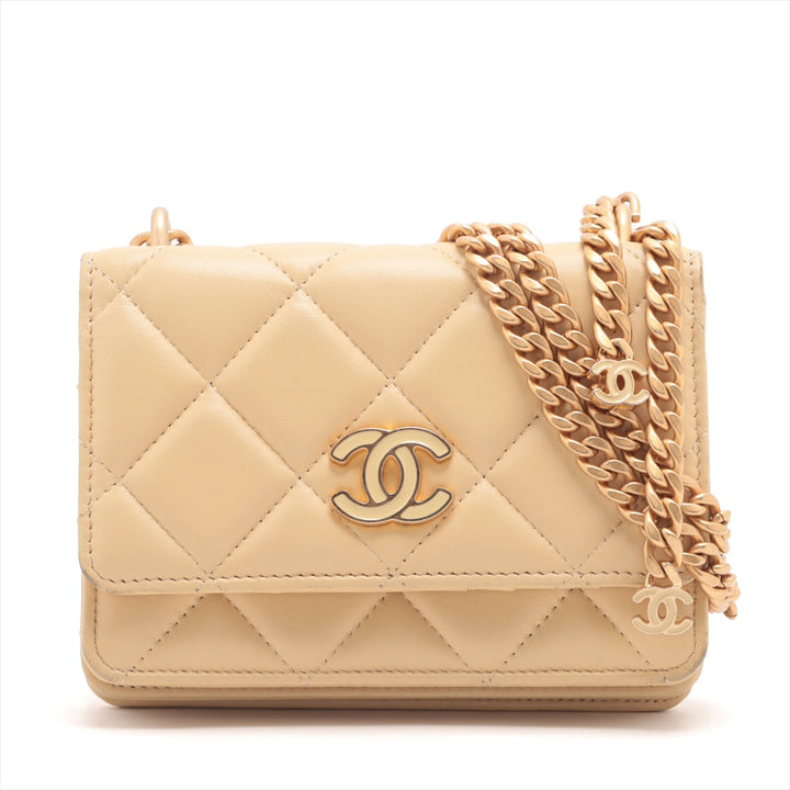 Top Quality Chanel Matrasse  Chain Wallet Beige Gold  32rd