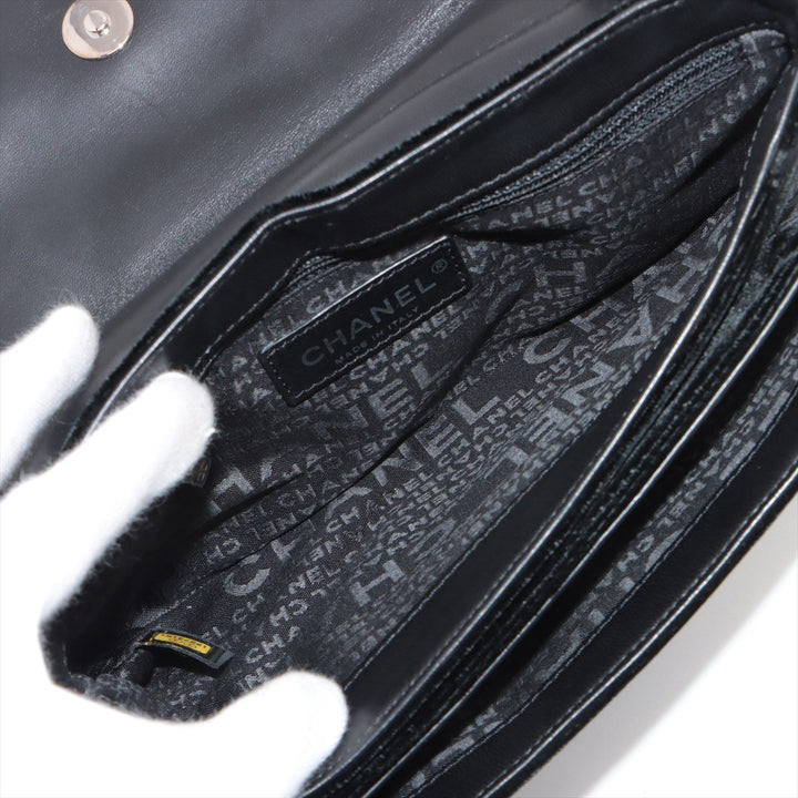 Top Quality Chanel Camelia Belbet X Leather Chain Shoulder Bag Black Silver G