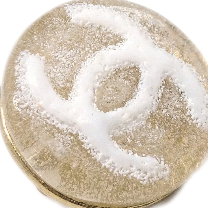 Top Quality Chanel Button Earrings Clip-On White 03A