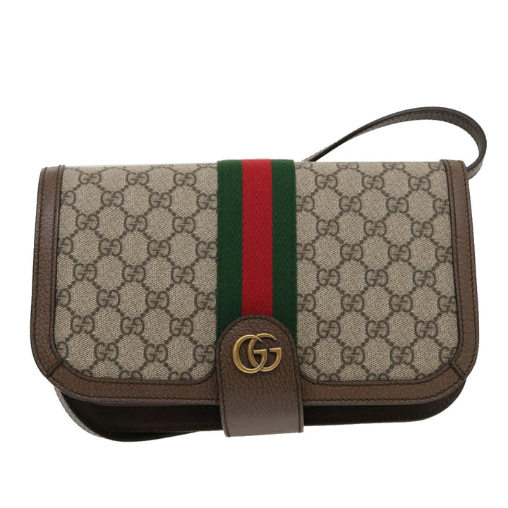 GUCCI GG Supreme Ophidia Web Sherry Line Shoulder Bag Beige  29884A