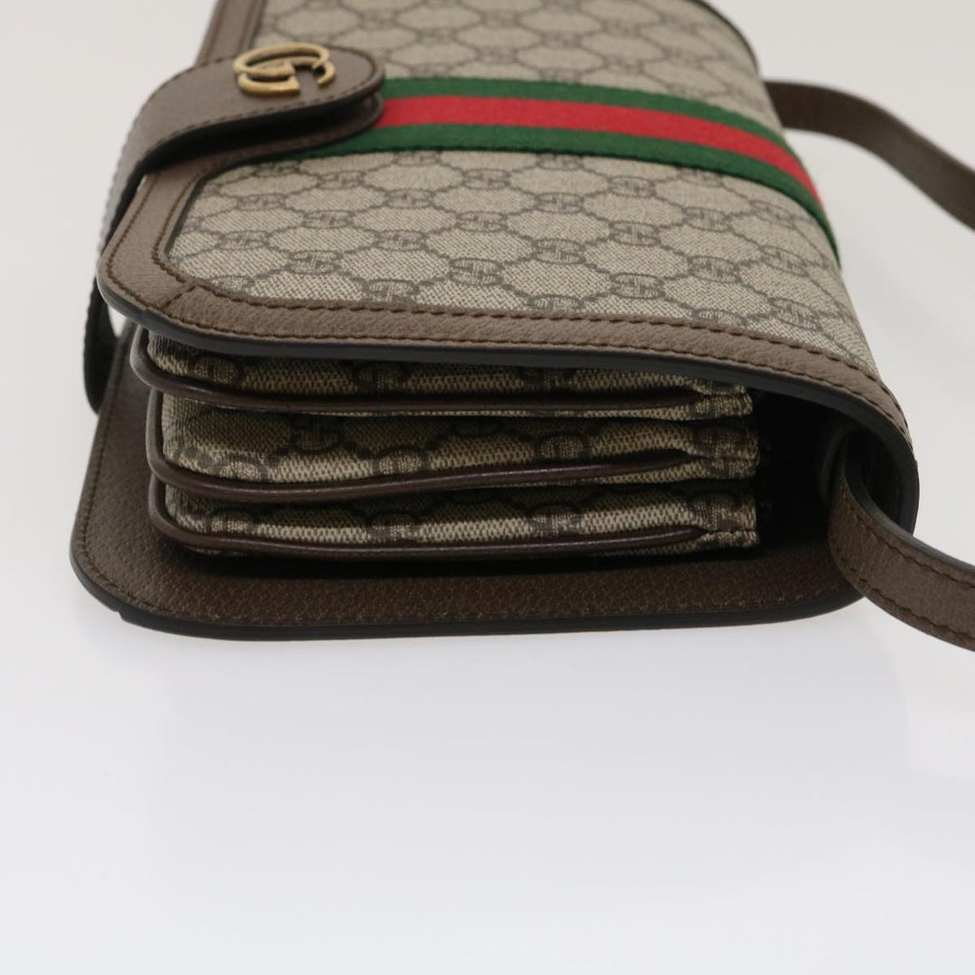 GUCCI GG Supreme Ophidia Web Sherry Line Shoulder Bag Beige  29884A