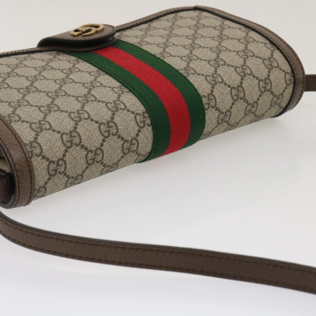GUCCI GG Supreme Ophidia Web Sherry Line Shoulder Bag Beige  29884A