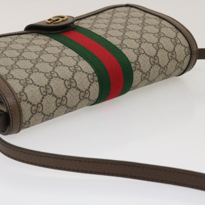 GUCCI GG Supreme Ophidia Web Sherry Line Shoulder Bag Beige  29884A