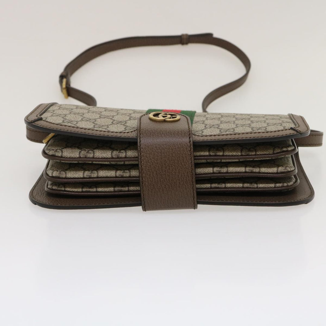 GUCCI GG Supreme Ophidia Web Sherry Line Shoulder Bag Beige  29884A
