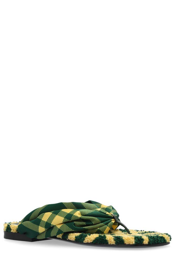 Burberry Check Pool Flat Slides Green
