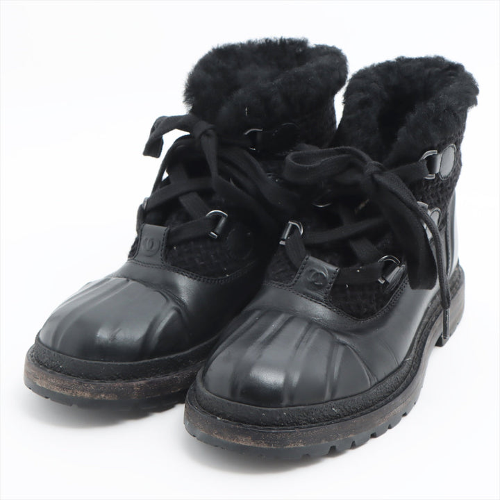 Top Quality Chanel Coco Wool x Leather Boots 36  Black G32179 Boar