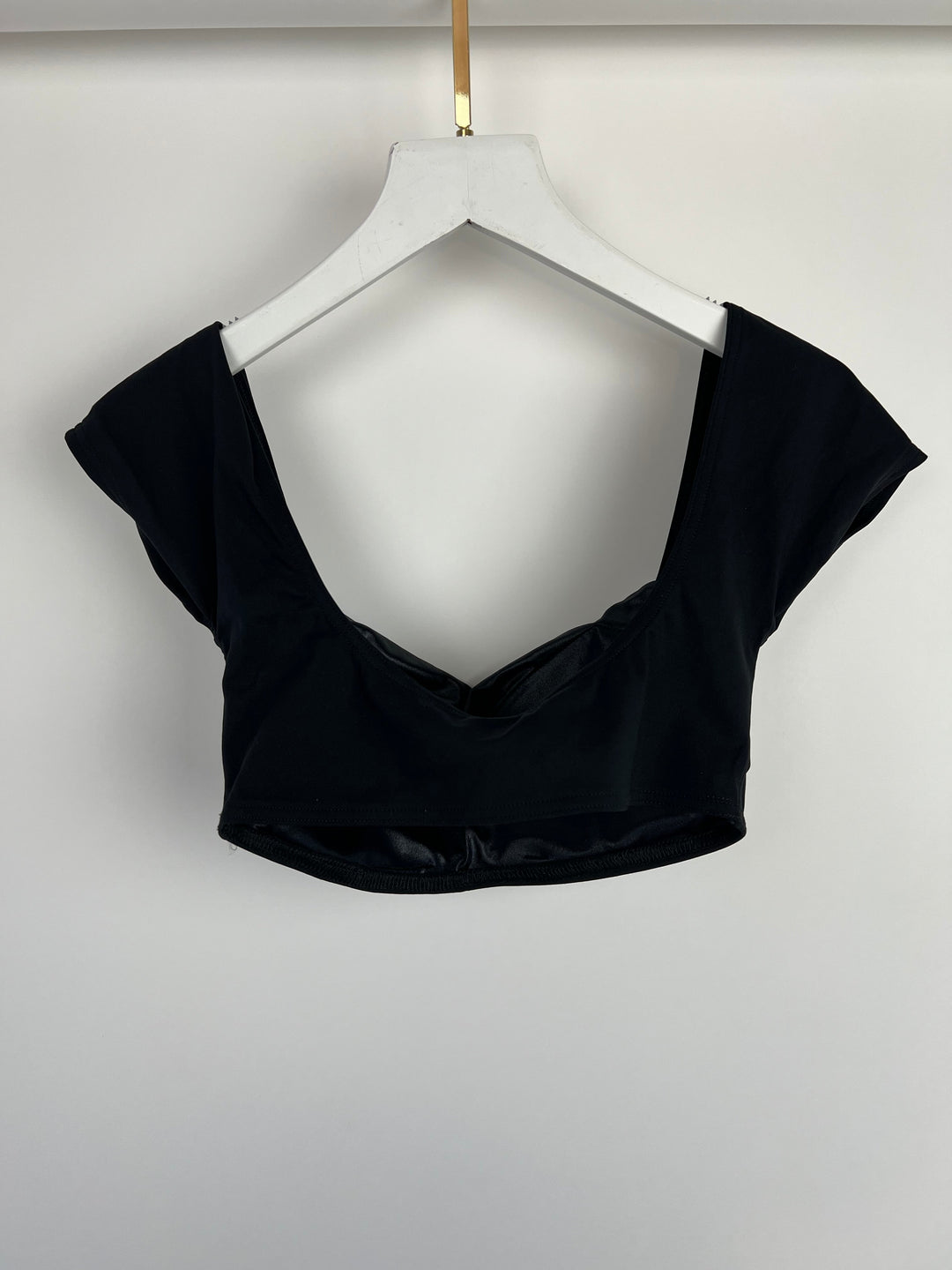 Top Quality Chanel 21M Black Swim Top with Crystal CC Pearl Detail Size FR 34 (UK 6)