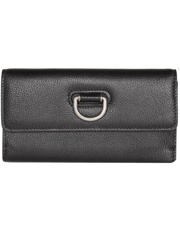 Burberry WoMen's D Ring Leather Long Wallet Black