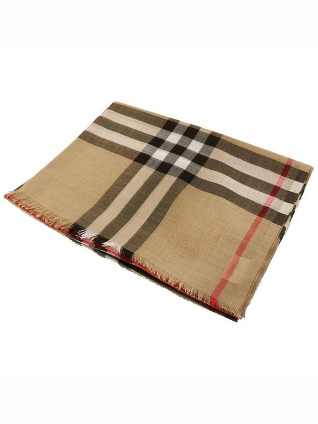 Burberry Check Wool Silk Scarf Beige