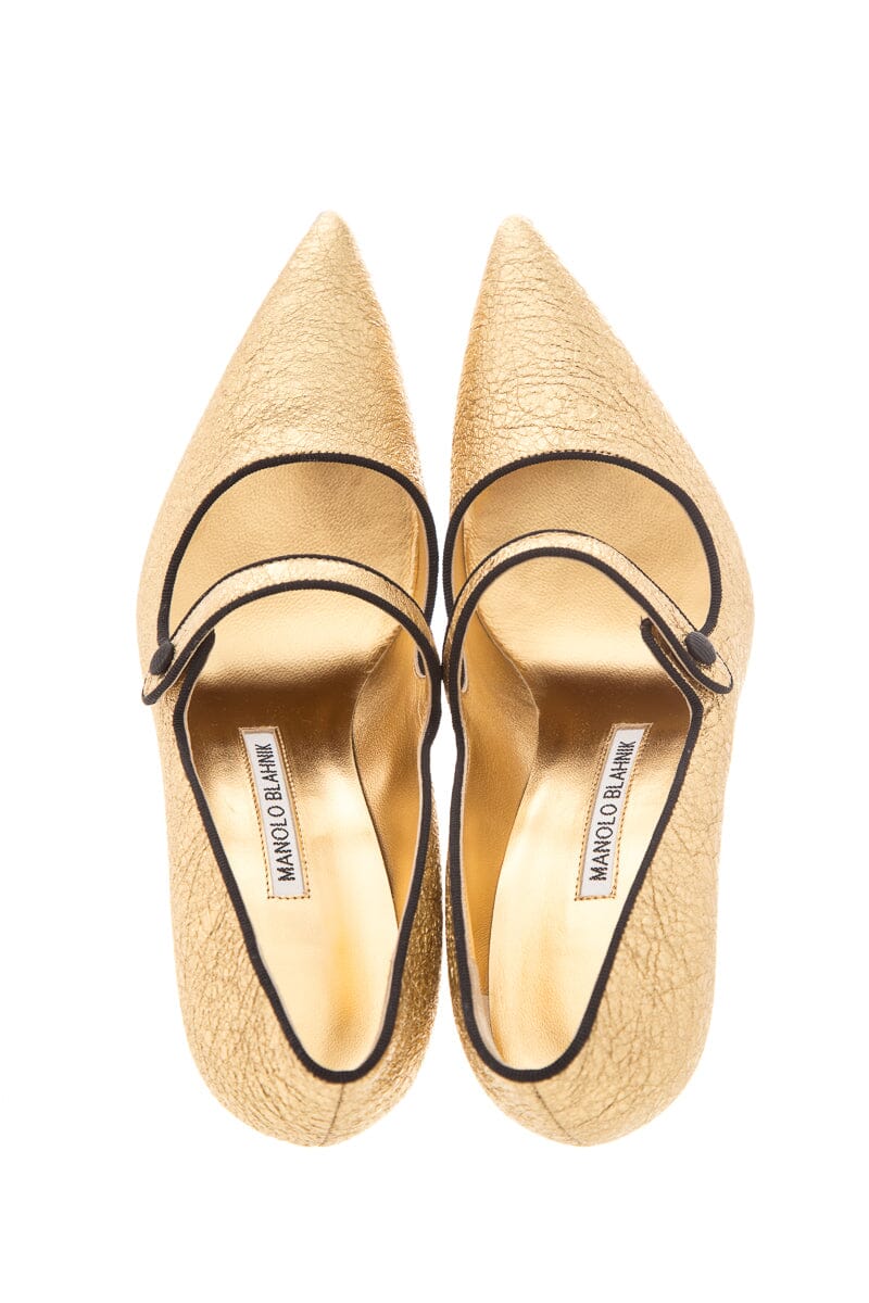 Manolo Blahnik Gold Foil Heels SZ 38