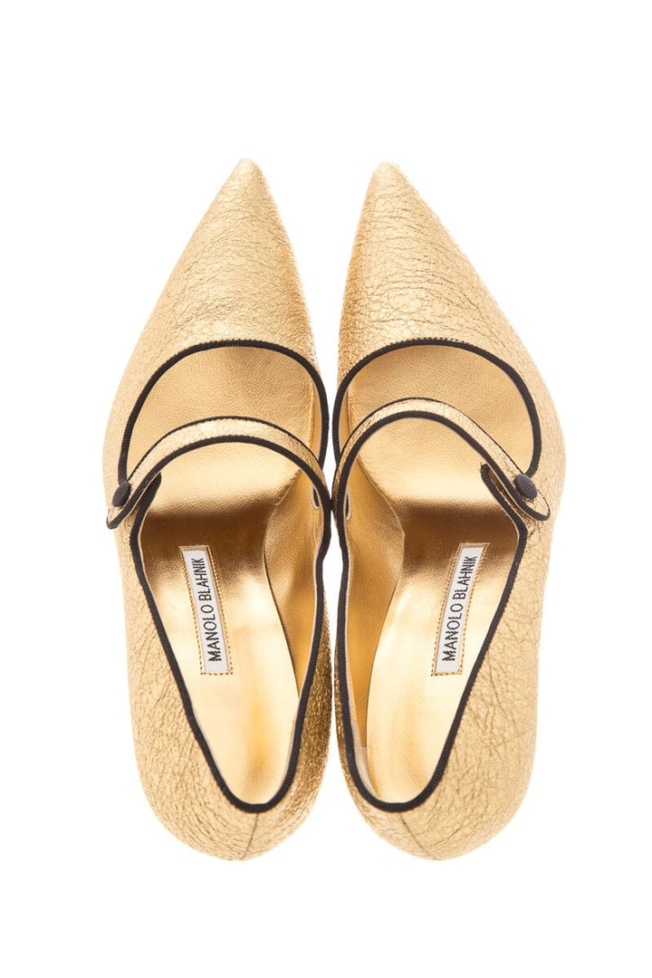 Manolo Blahnik Gold Foil Heels SZ 38