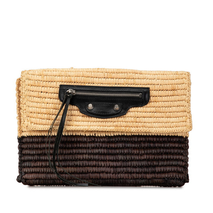 Top Quality Balenciaga Raffia Leather Clutch Bag