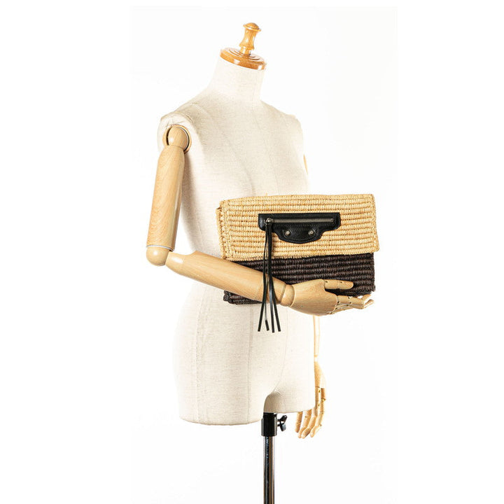 Top Quality Balenciaga Raffia Leather Clutch Bag