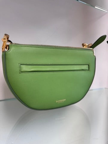 Burberry Green Olympia Zip Leather Chain Shoulder Bag