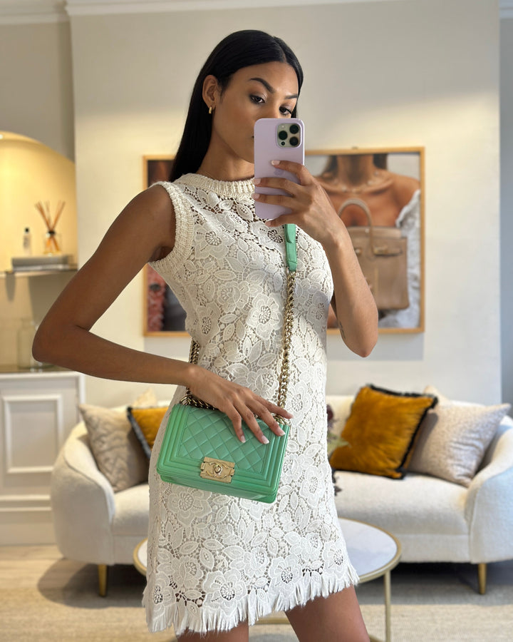 *HOT* Top Quality Chanel Mint Green Small Boy Bag in Shiny Calfskin Leather with Champagne Gold Hardware