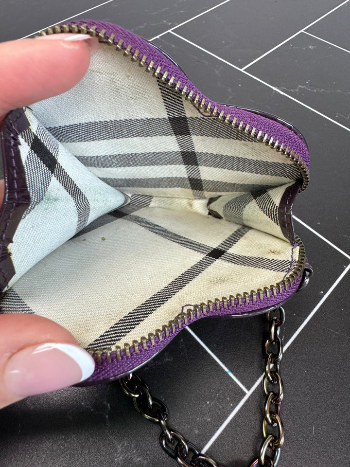 Burberry Purple Patent Leather Heart Pouch