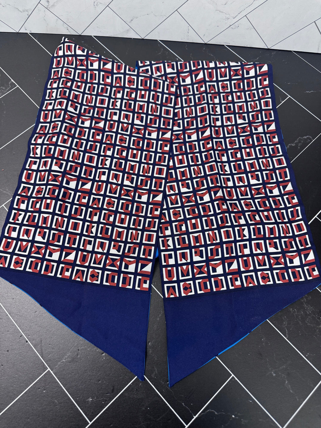 Premium Handmade Hermes Blue Reversible Scarf