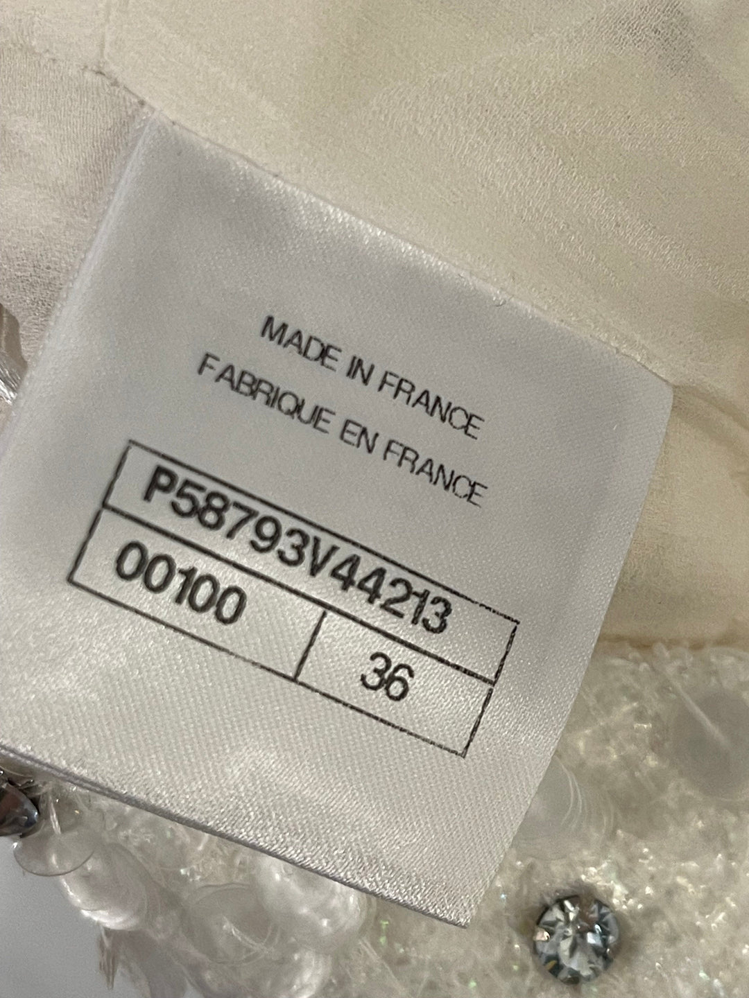 Top Quality Chanel Pearl White Sleeveless Sequin and Crystal Embellished Mini Dress with Pearl CC Logo Detail Size FR 36 (UK 8)
