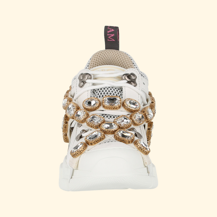 Gucci Flashtrek Chunky Leather Sneakers, White, Brand New