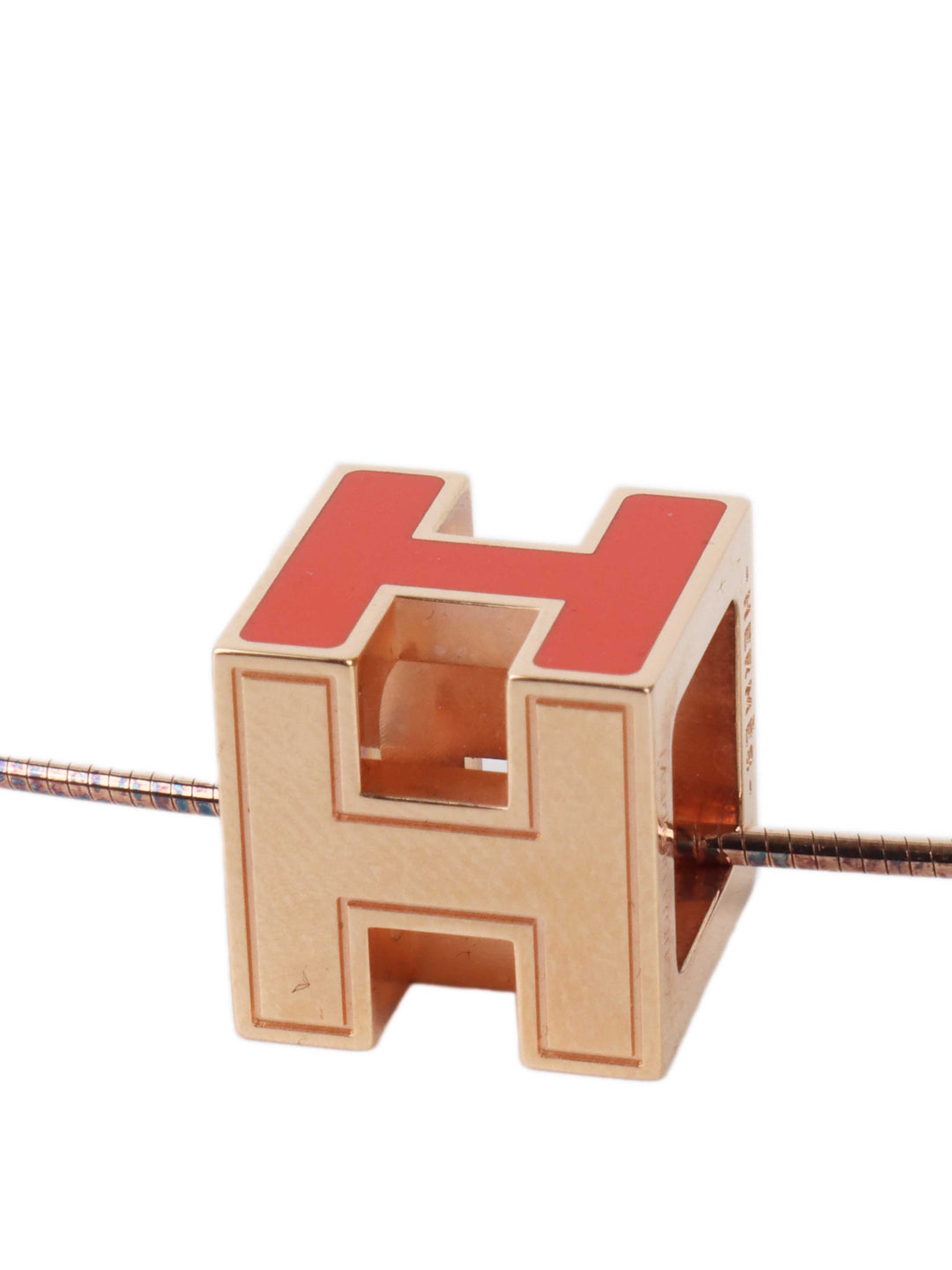 Hermes H Cube Necklace Rose Gold Plated.