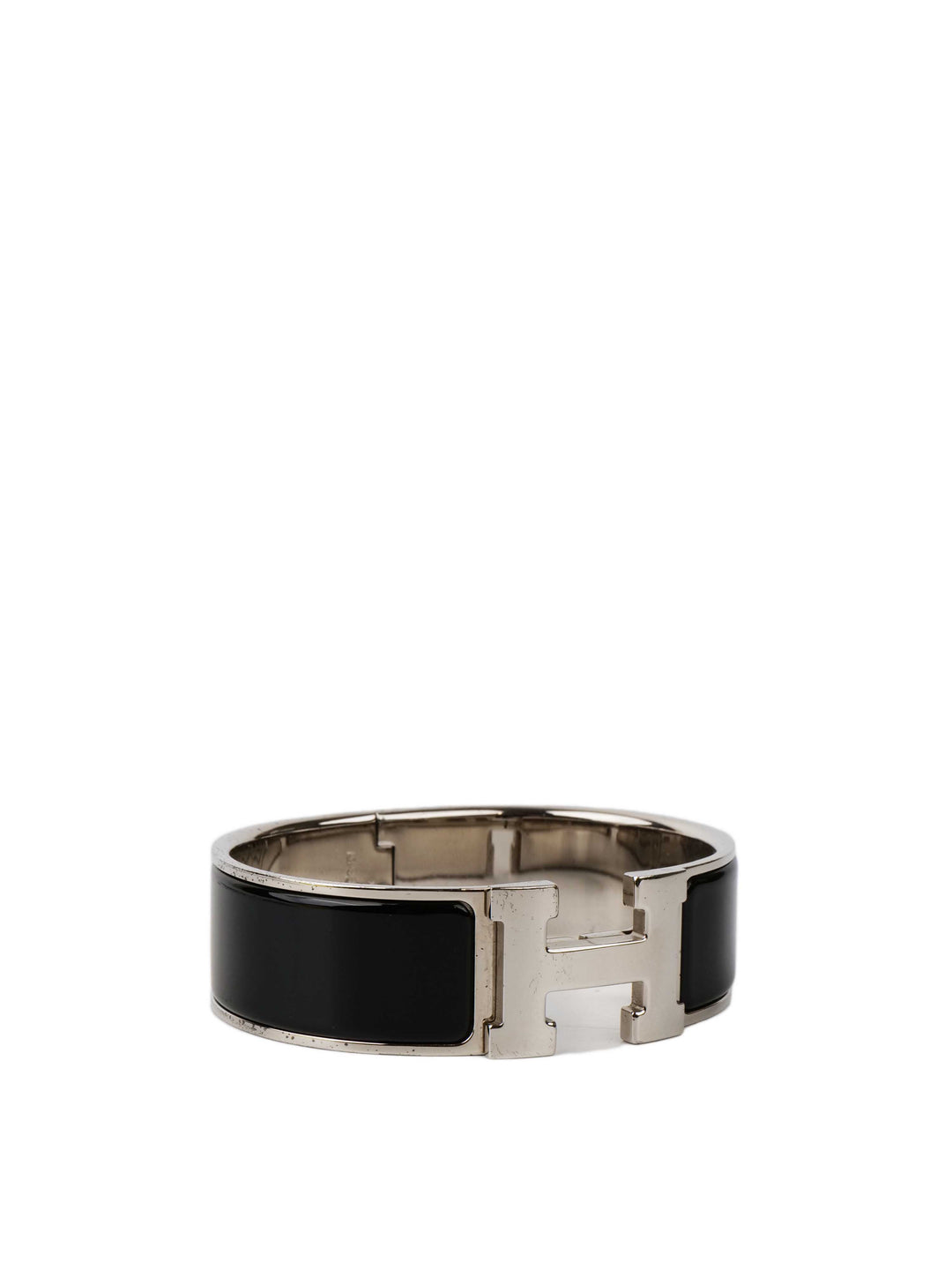 Hermes Black and Silver Clic Clac H Bracelet.