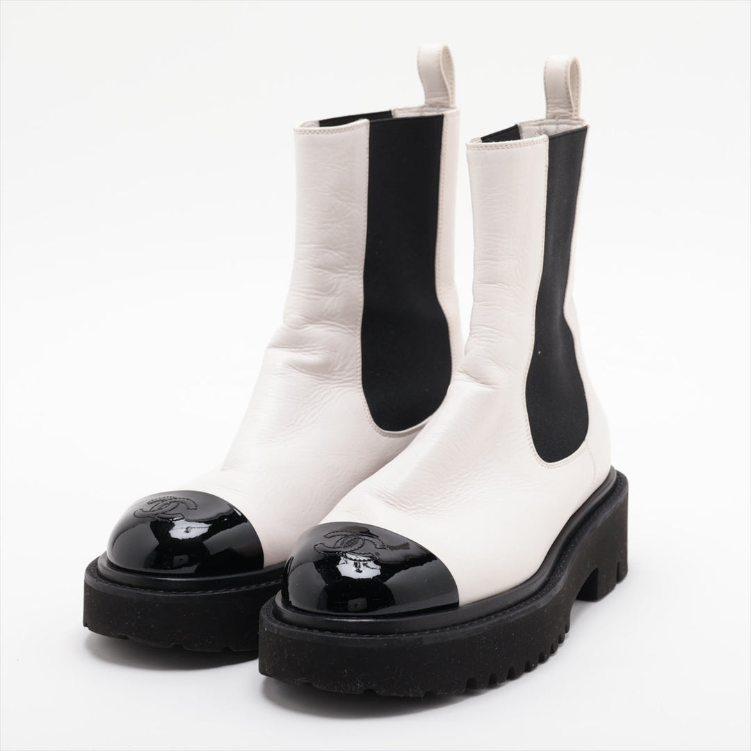 Top Quality Chanel Coco Brand Leather Patent Sidewear 37  White G38218