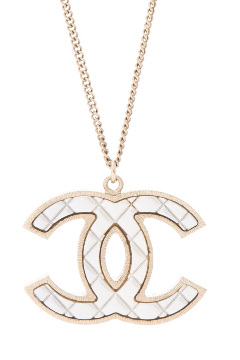 Top Quality Chanel 2016 Gold Quitled CC Pendeant Necklace