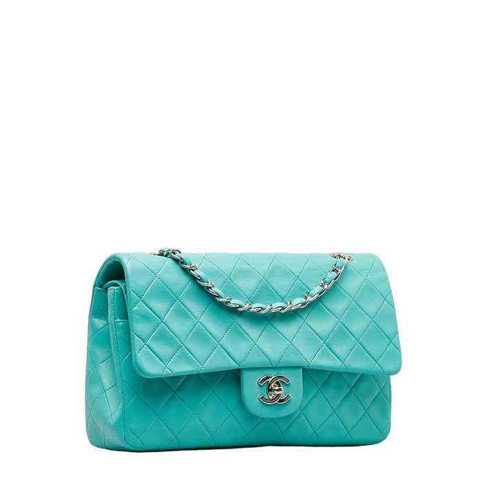Top Quality Chanel Matrace 25 Cocomark Double Flap ilver  Chain Shoulder Bag Light Green  Lady CHANEL