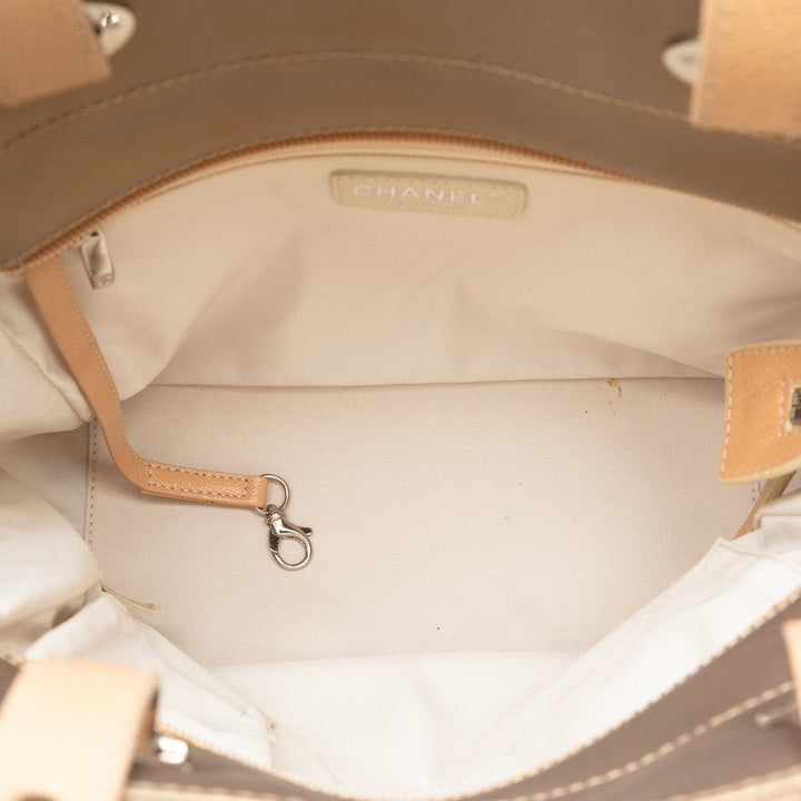 Top Quality Chanel COCOMARK PARIBIARITZ PM TOOT BAG A34208 G Beige Canvas Leather  CHANEL