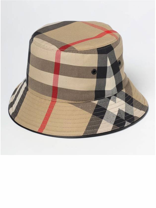 Burberry Check Pattern Cotton Bucket Hat Beige
