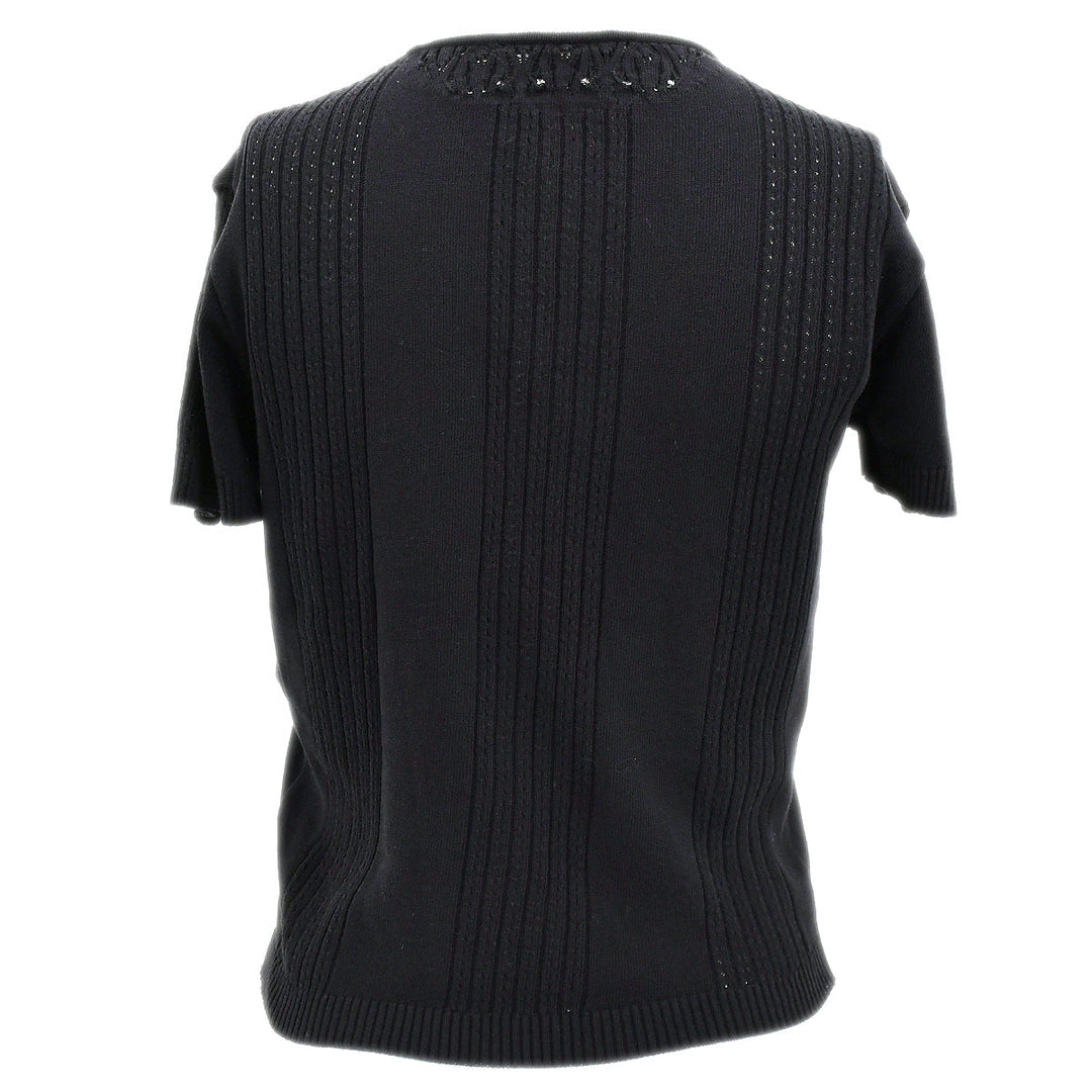 Top Quality Chanel Short Sleeve Sweater Knit Tops Black 02P #38