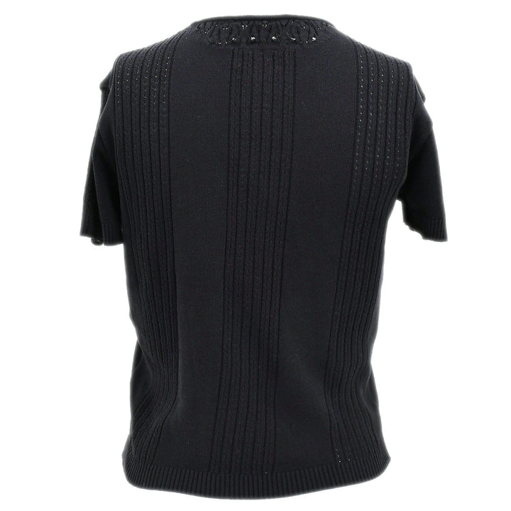 Top Quality Chanel Short Sleeve Sweater Knit Tops Black 02P #38