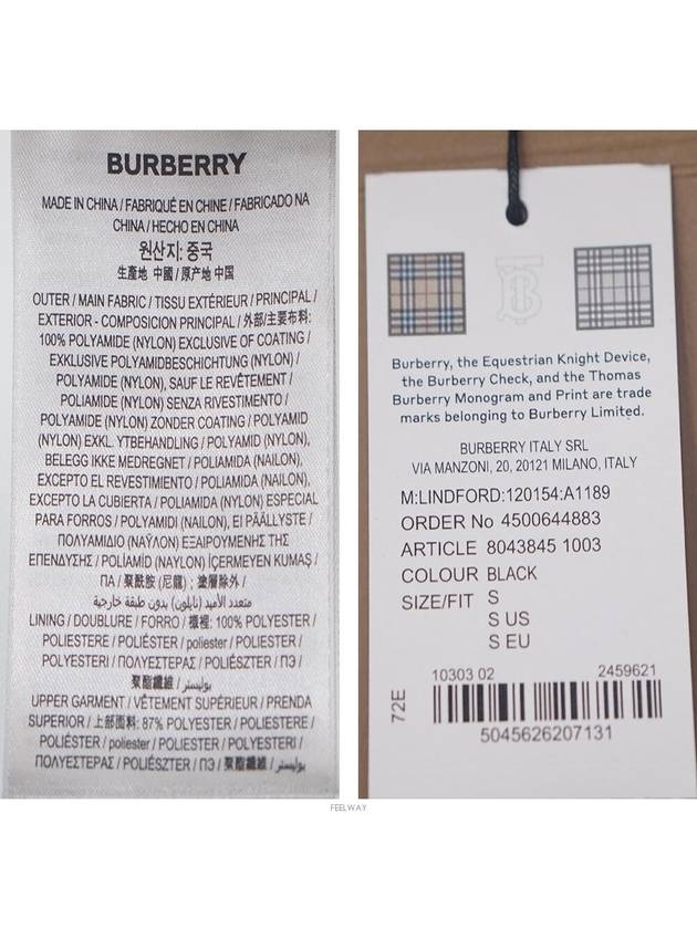 Burberry Logo Applique Nylon Puffer Coat Black