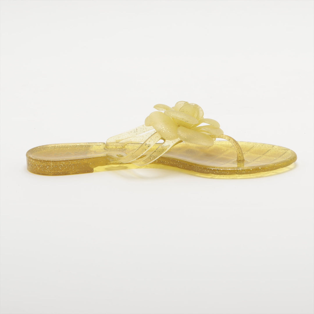 Top Quality Chanel Coco Camellia Laver Beach Sandal 36  Yellow Earl
