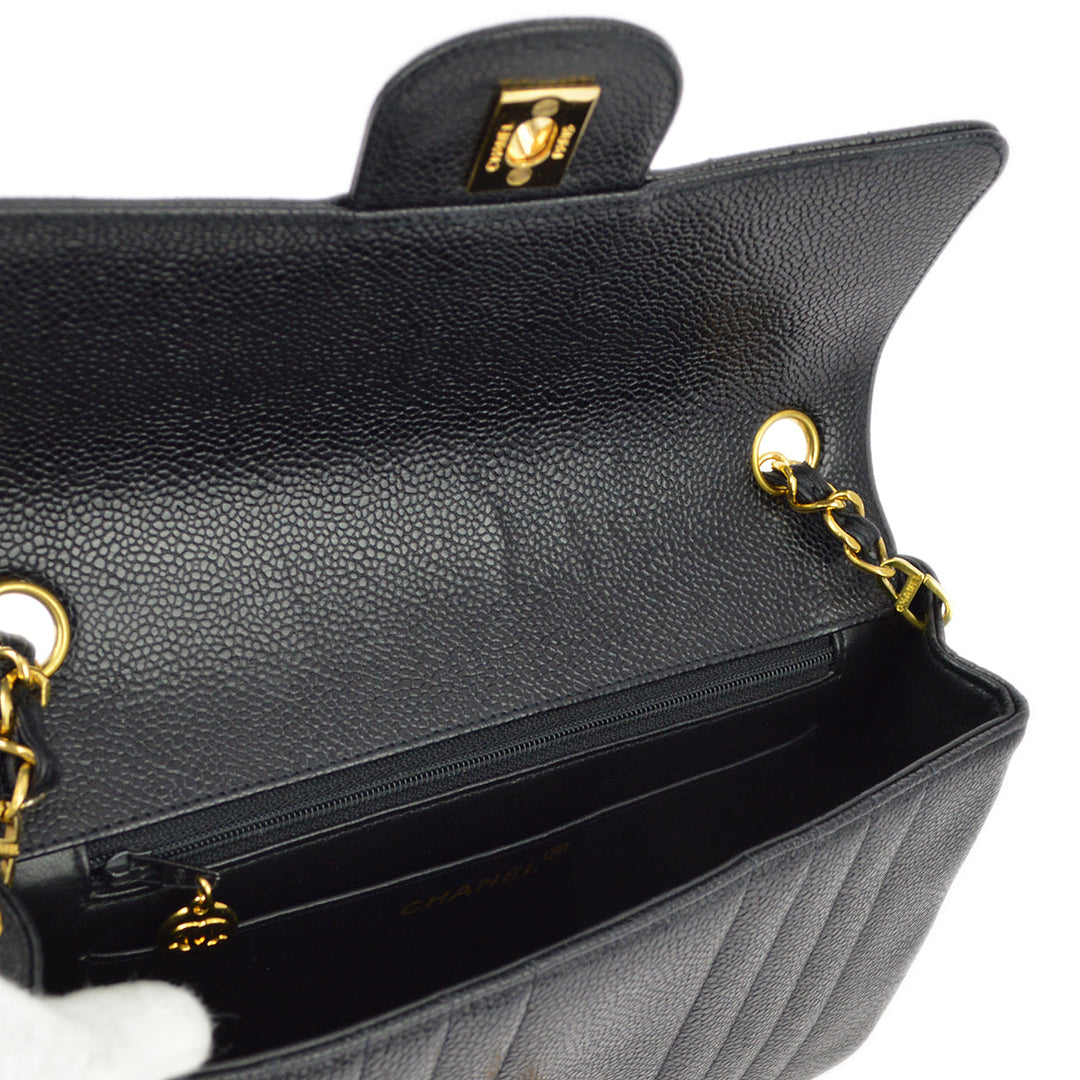Top Quality Chanel Black Caviar Classic Flap Mademoiselle Chain Shoulder Bag